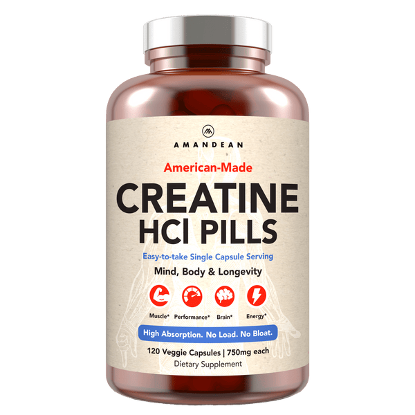 American-Made Creatine HCl (120 Veggie Capsules) Creatine HCl Amandean