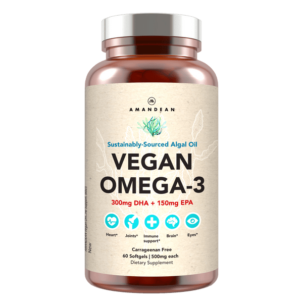 Vegan Omega-3 (DHA + EPA) 500mg Capsules Amandean 60 count