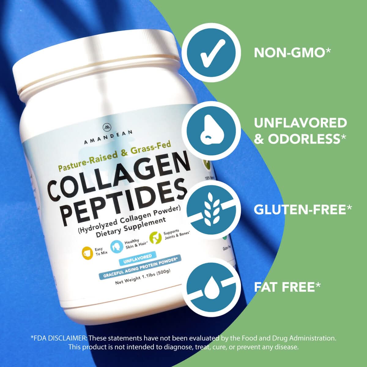 Premium Grass Fed Collagen Peptides (500g) Collagen Amandean 