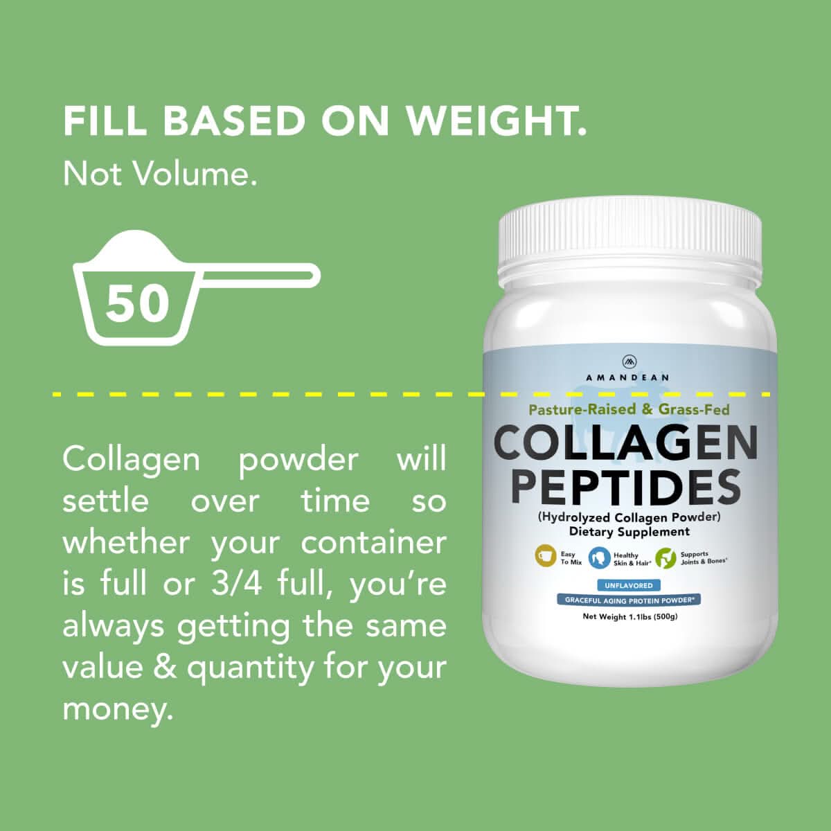 Premium Grass Fed Collagen Peptides (500g) Collagen Amandean 