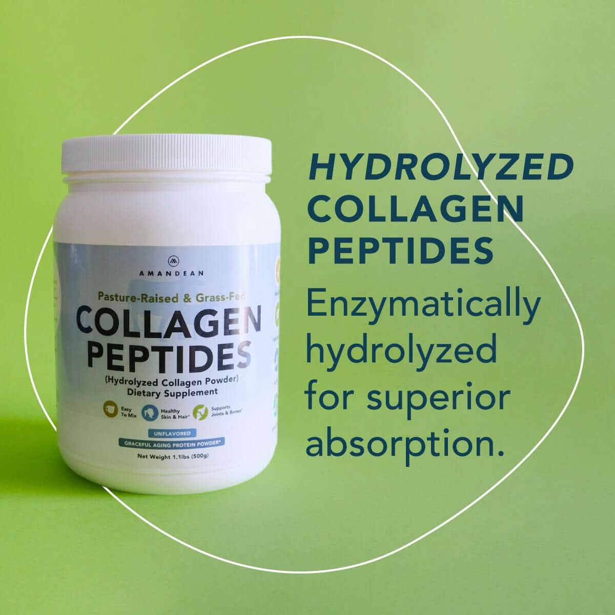 Premium Grass Fed Collagen Peptides (500g) Collagen Amandean 