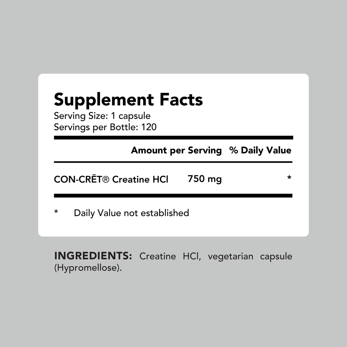 American-Made Creatine HCl (120 Veggie Capsules) Creatine HCl Amandean 