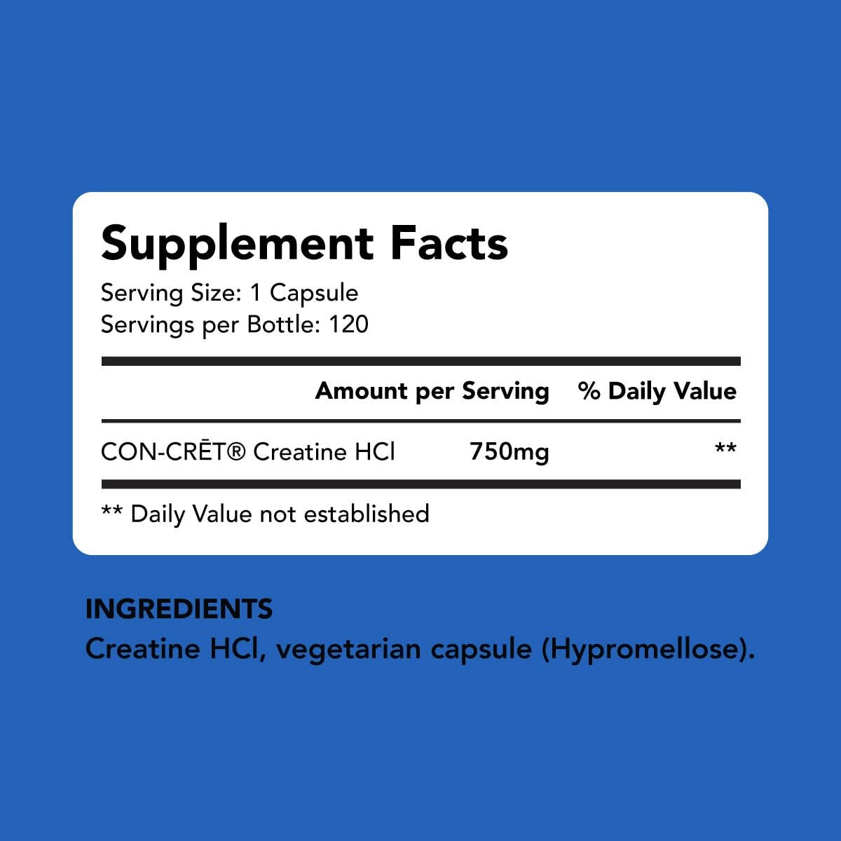 American-Made Creatine HCl (120 Veggie Capsules) Creatine HCl Amandean 