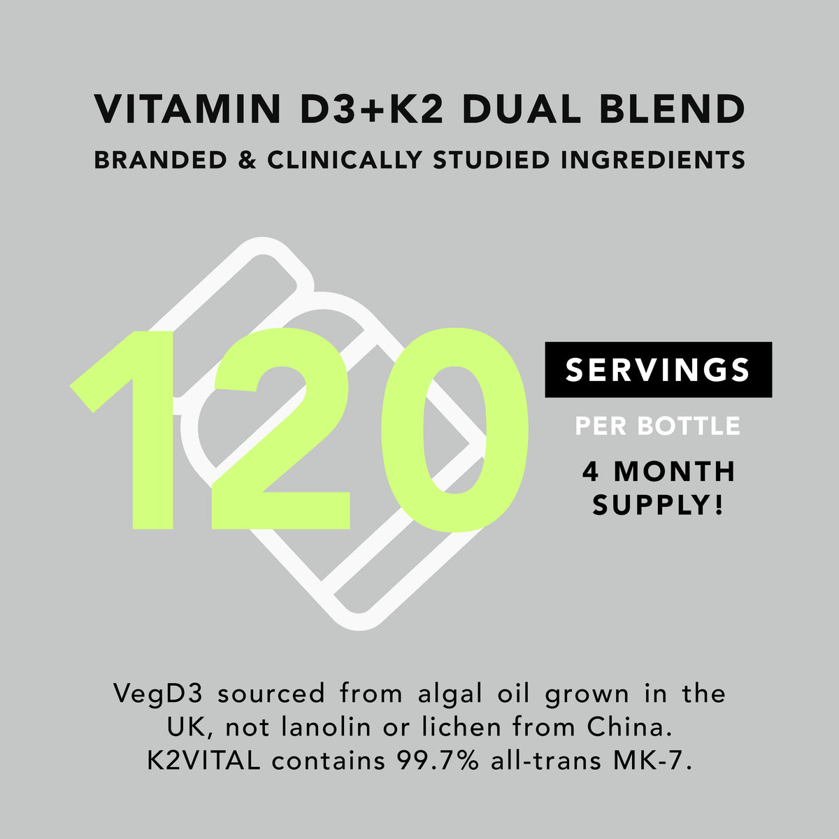 Vegan Vitamin D3 + K2 (120 Softgels) Amandean 