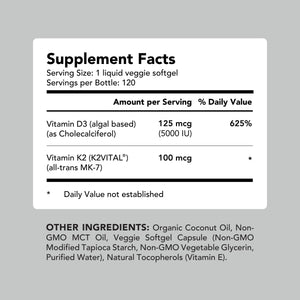 Vegan Vitamin D3 + K2 (120 Softgels) Amandean 