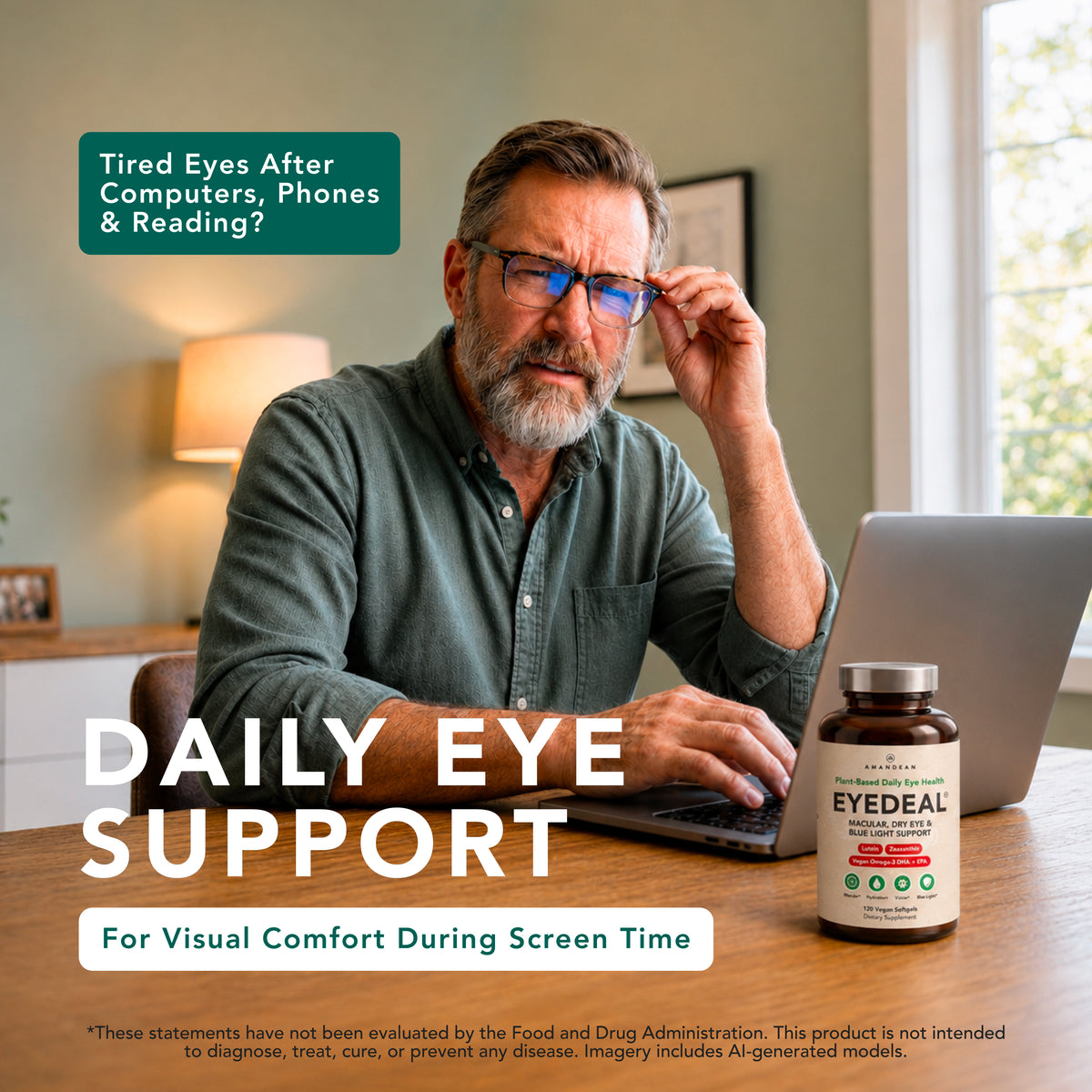 AMANDEAN EYEDEAL® Eye Vitamins with Lutein &amp; Zeaxanthin + Vegan Algal Omega-3