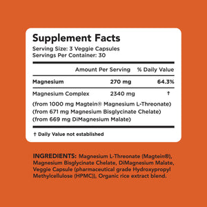 Magnesium L-Threonate Complex With Magtein (90 Veggie Capsules) Magnesium Amandean 