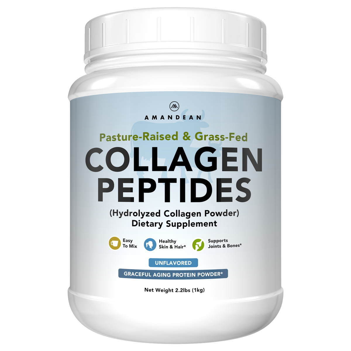 Amandean XL Grass-Fed, Pasture-Raised Collagen Peptides for Graceful Aging, Skin, Hair, Nails, Joints, Bones, Tendons, Flexibility, Lean Muscle, and a Healthy Metabolism.