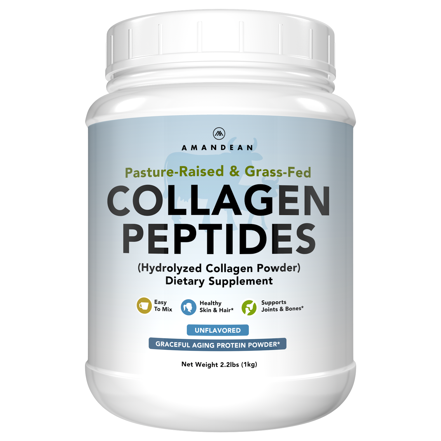 Amandean XL Grass-Fed, Pasture-Raised Collagen Peptides for Graceful Aging, Skin, Hair, Nails, Joints, Bones, Tendons, Flexibility, Lean Muscle, and a Healthy Metabolism.
